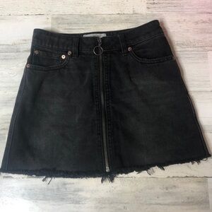 We the Free Mini Skirt Black Mini Jean Skirt 24 Zipper Fall Boots Biker Chick